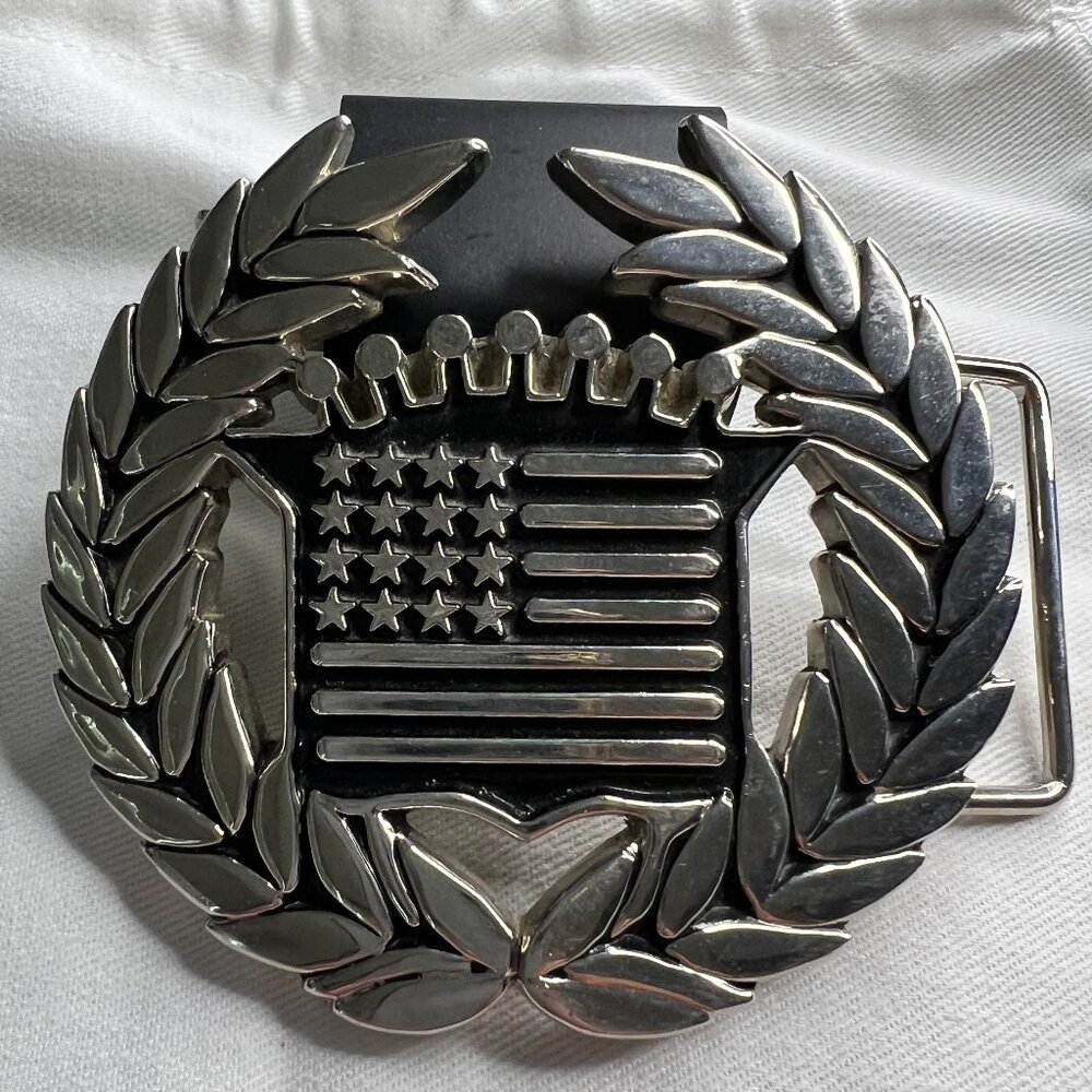Vintage Cadillac Emblem Flag Belt Buckle by Famous Stars and Straps, Skate